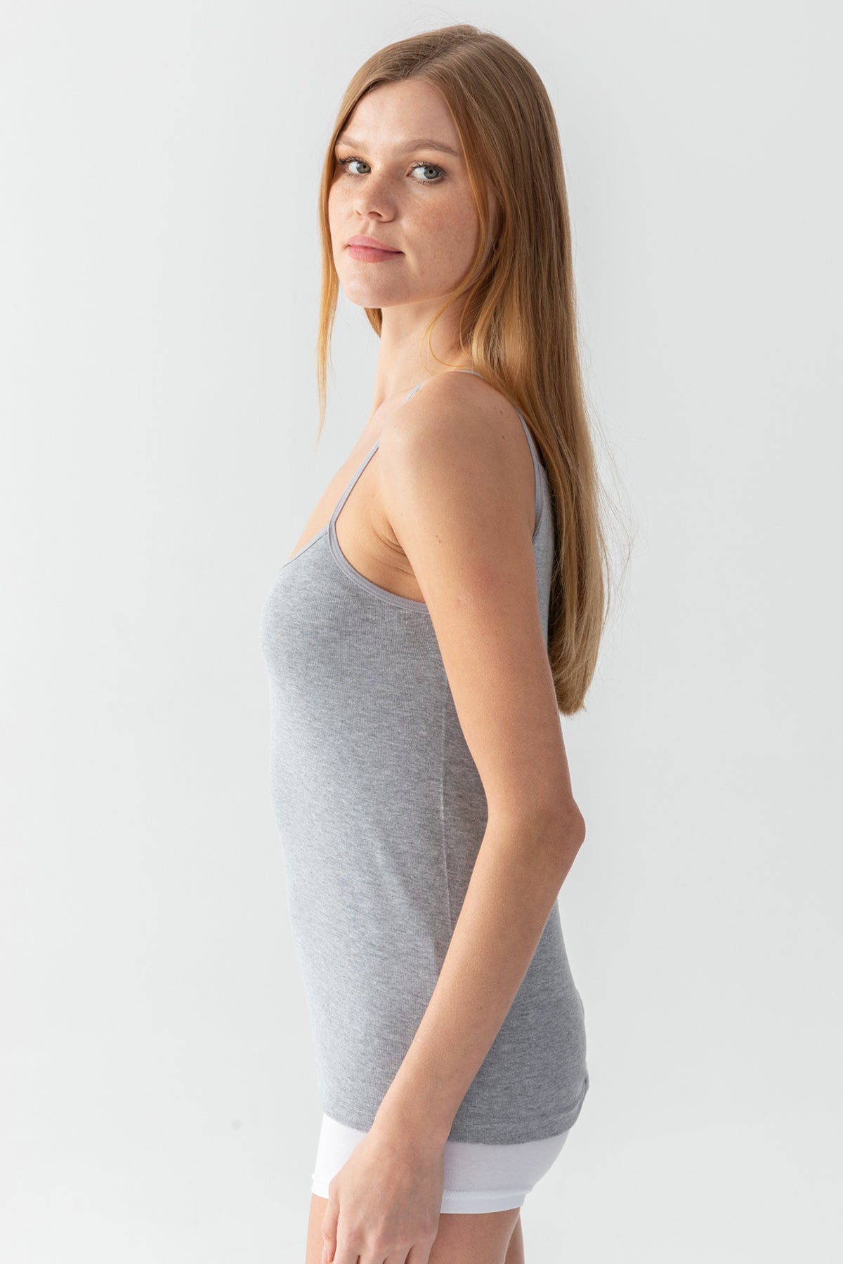 Kadın 4 lü Siyah Beyaz Gri Ten Organik Penye Ribana %100 Pamuk Atlet 1001-24