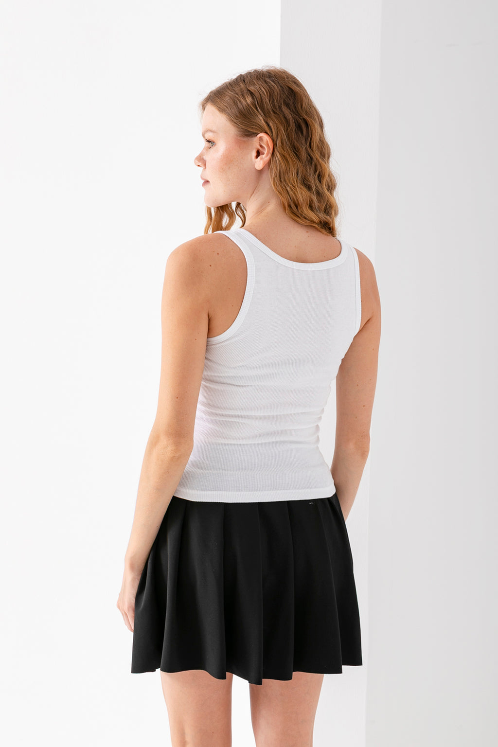 Pery Kadın 2 li Siyah BeyazFittili Açık Havuz Yaka Basic Atlet 3001