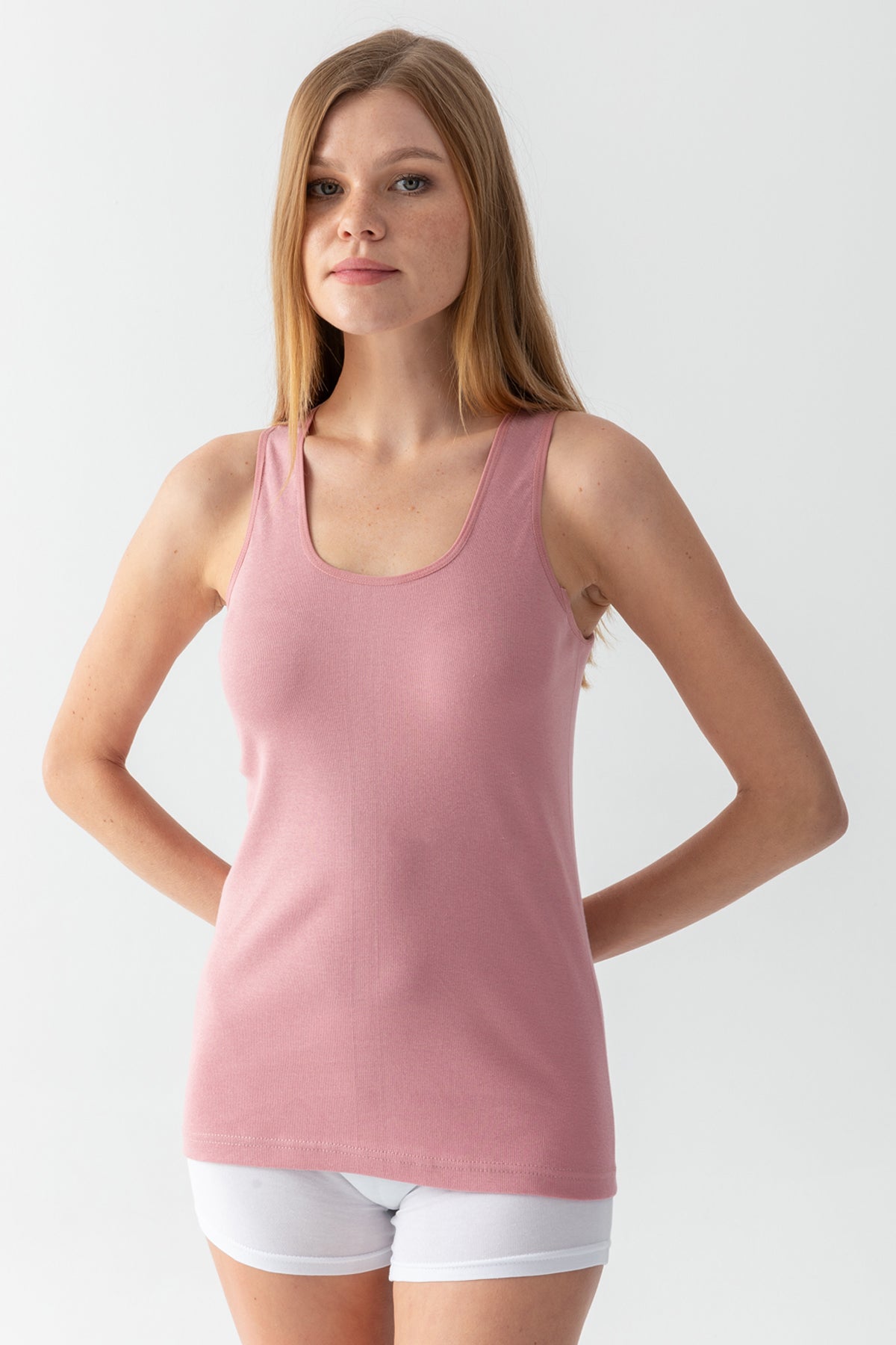 Kadın Basic Regular Geniş Askılı Pamuk Ribana Atlet