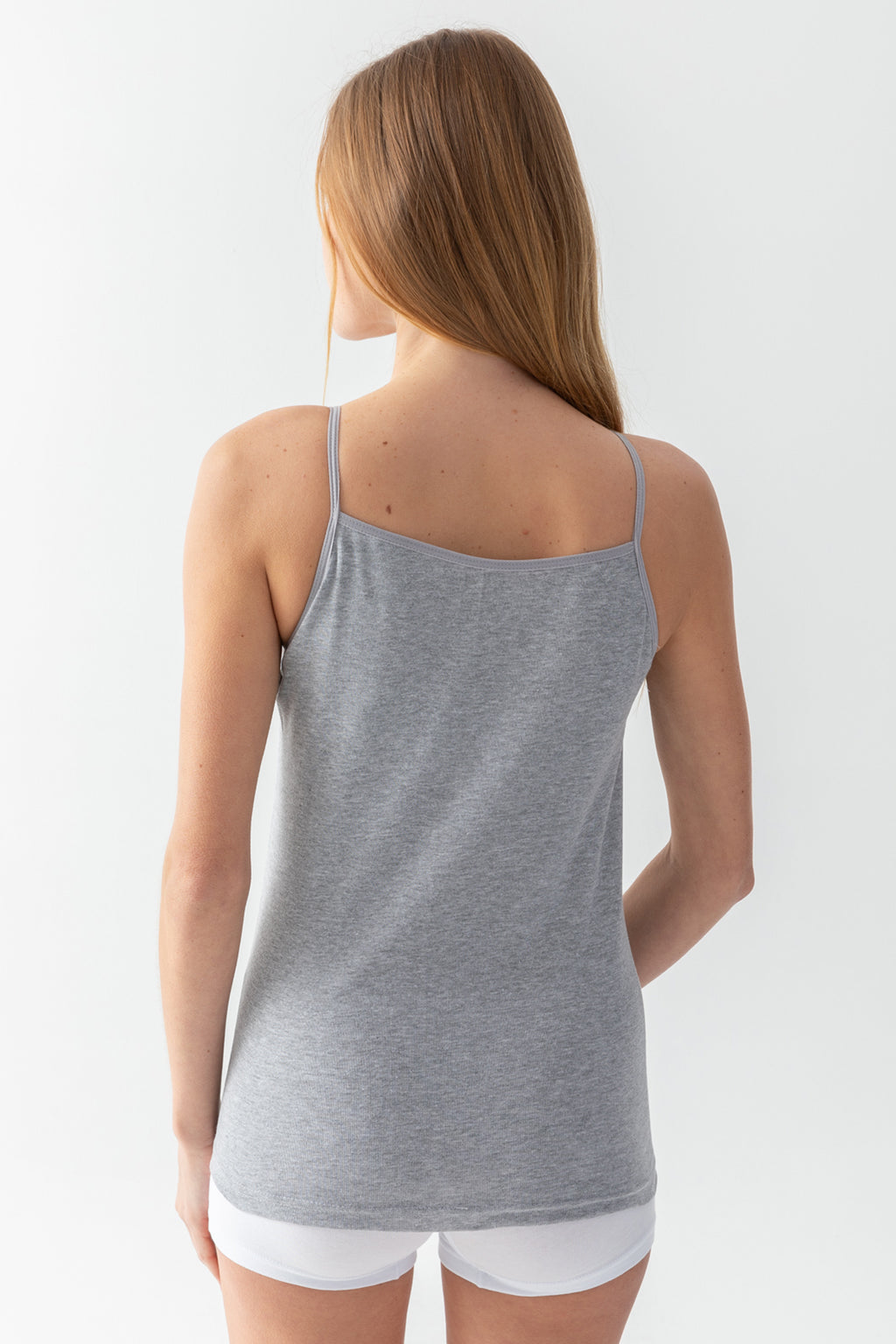 Kadın GRİ Basic Regular Ip Askılı Pamuk Ribana Atlet