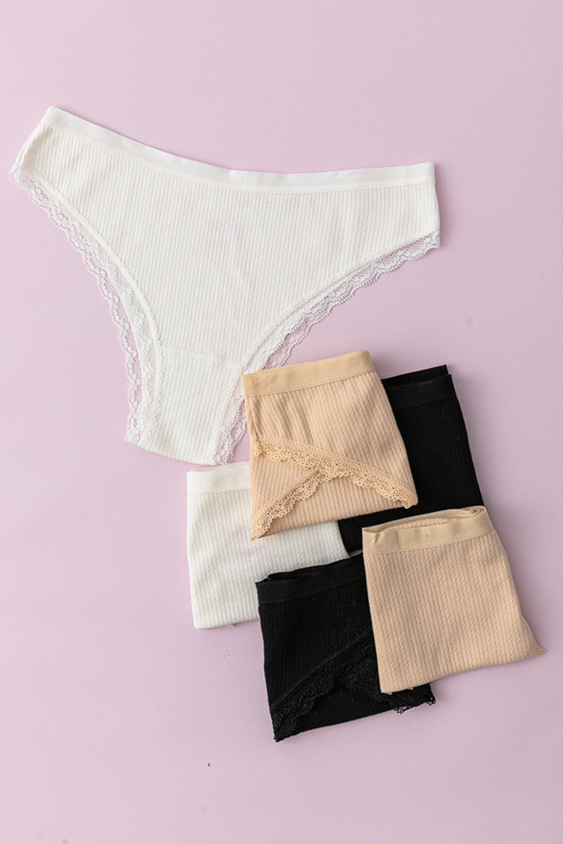 Kadın 6lı Paket Siyah Beyaz Ten Slip Bürümcük Kumaş Külot