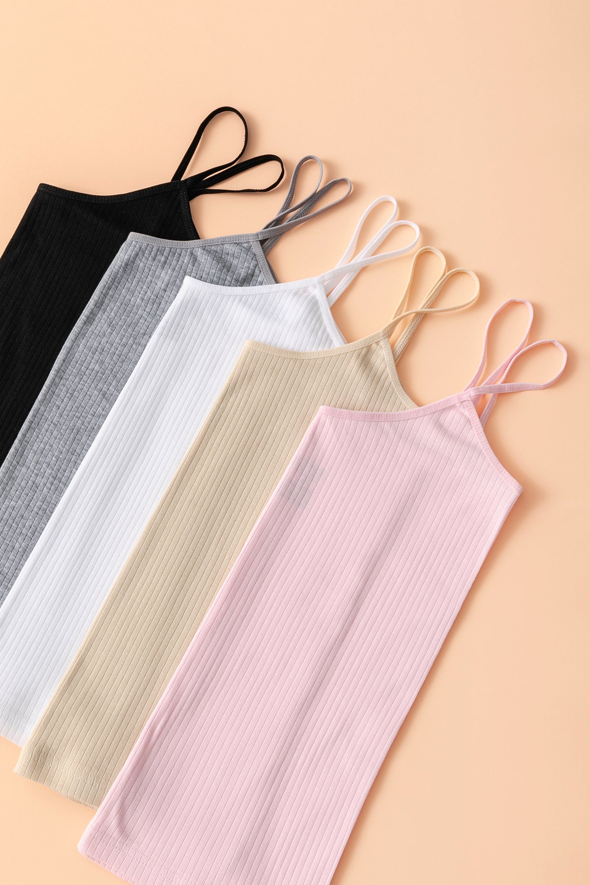 Kadın Basic Reguler Ip Askılı Fitilli Siyah Beyaz Gri Ten Pembe 5 ‘li Atlet