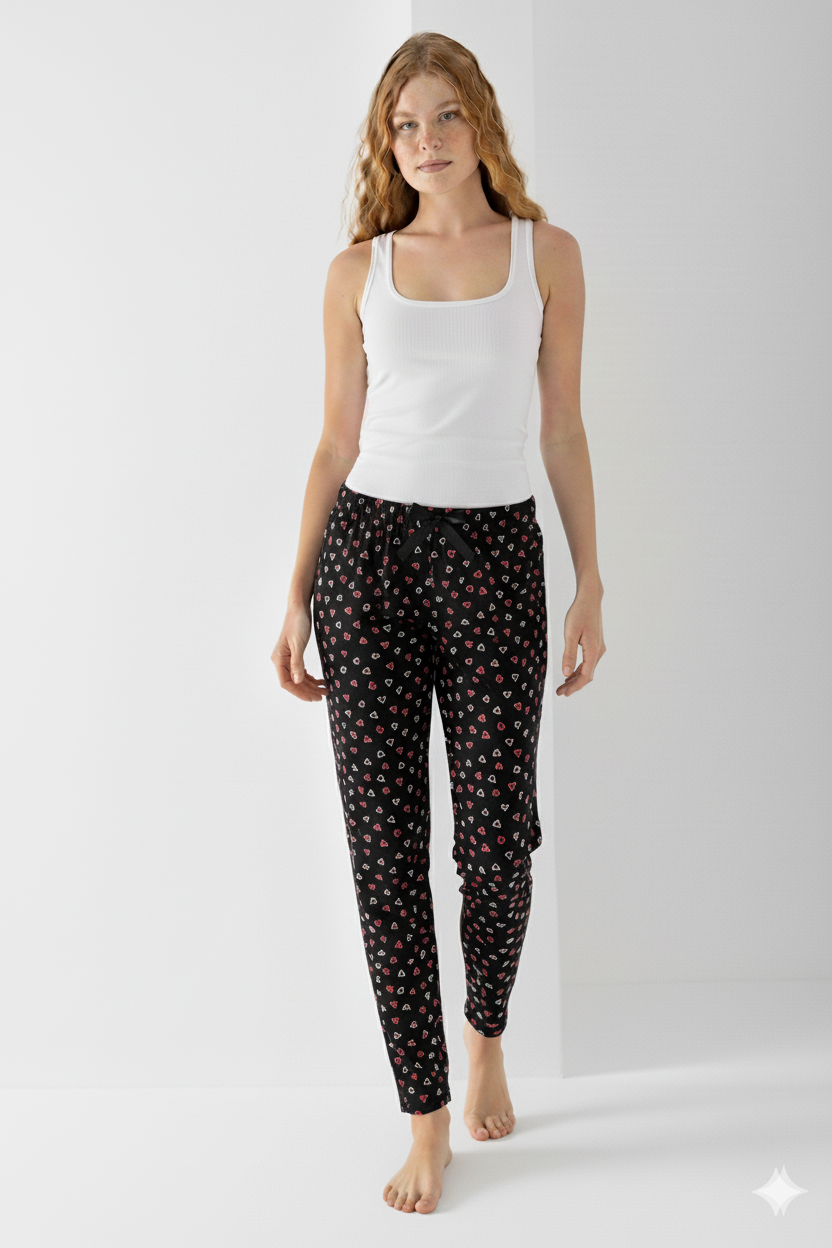 KALP DESENLİ BAMBU PİJAMA ALTI