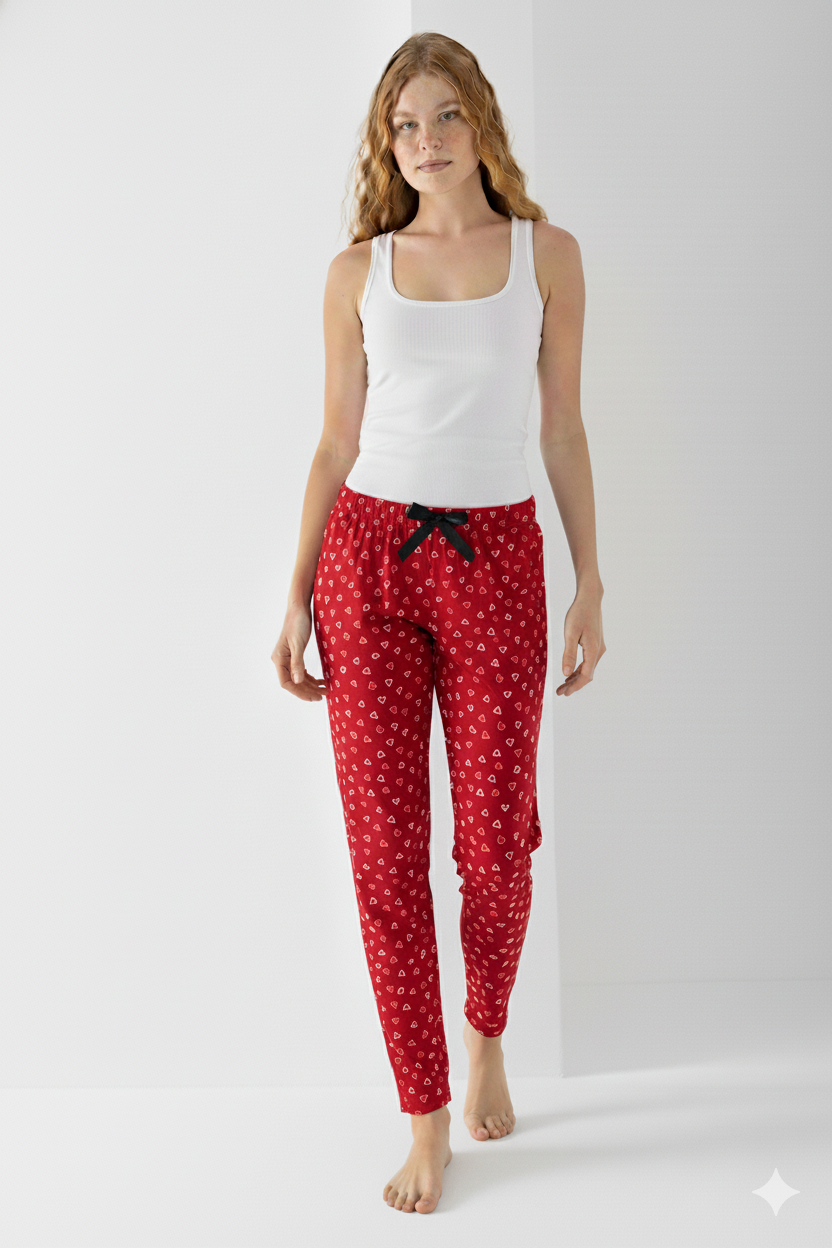 KALP DESENLİ BAMBU PİJAMA ALTI