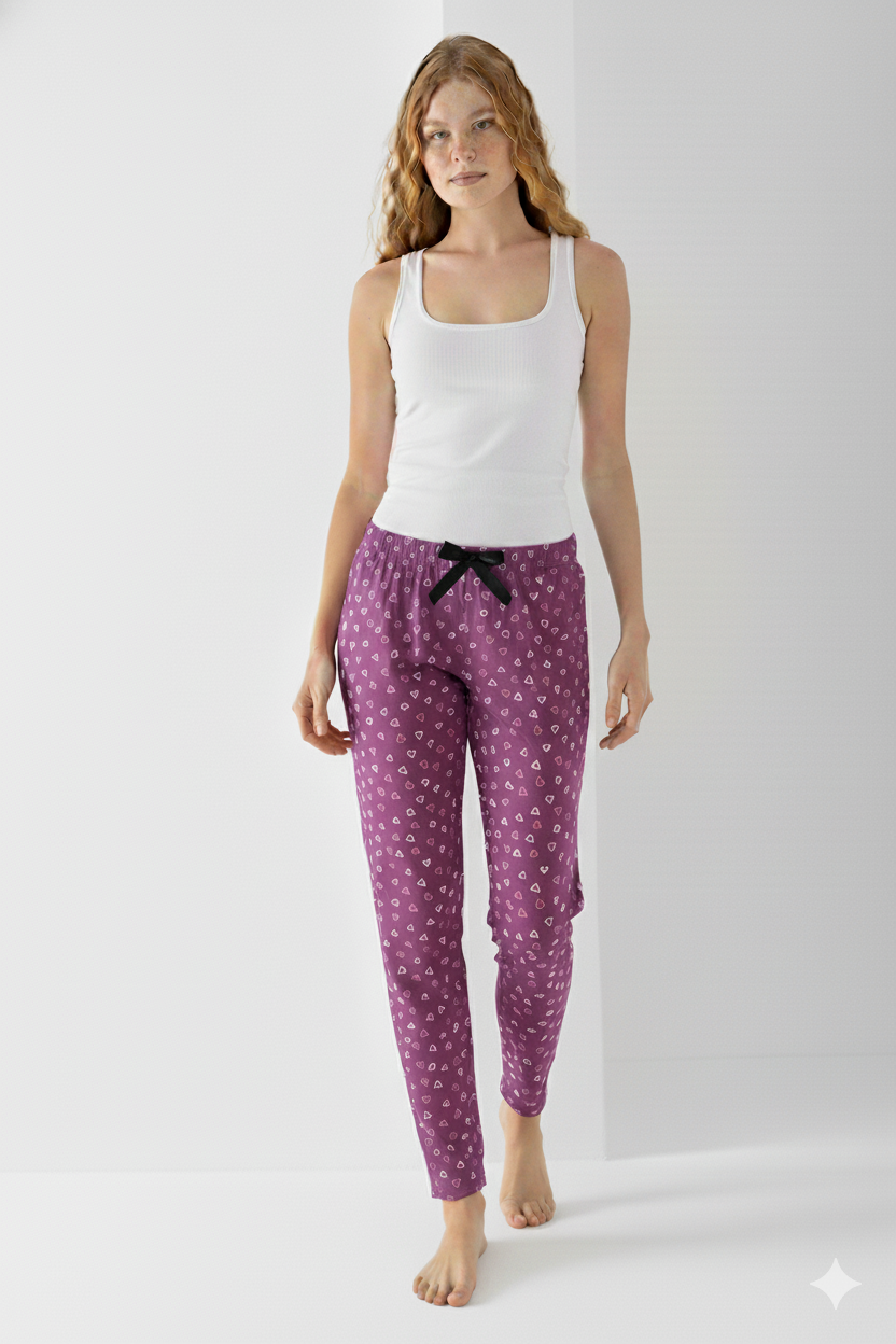 KALP DESENLİ BAMBU PİJAMA ALTI