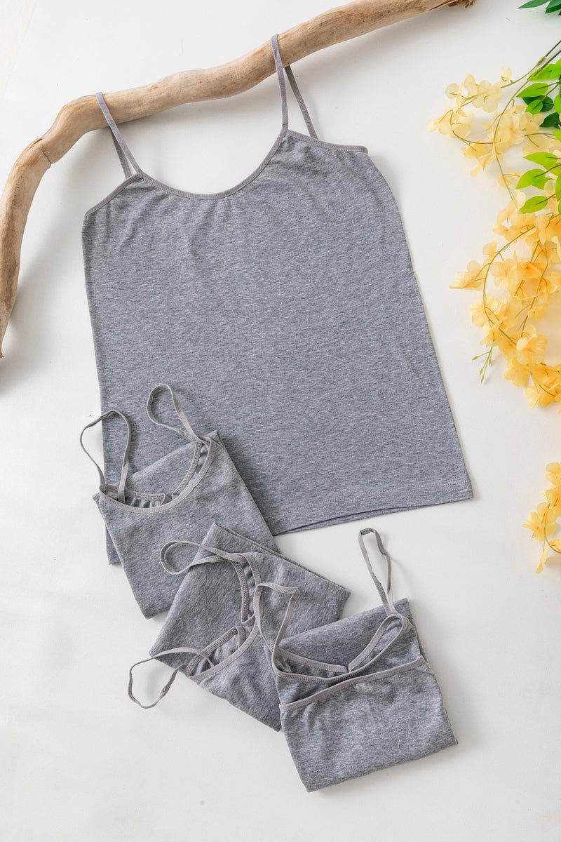 Kadın 4 lü Siyah Beyaz Gri Ten Organik Penye Ribana %100 Pamuk Atlet 1001-24