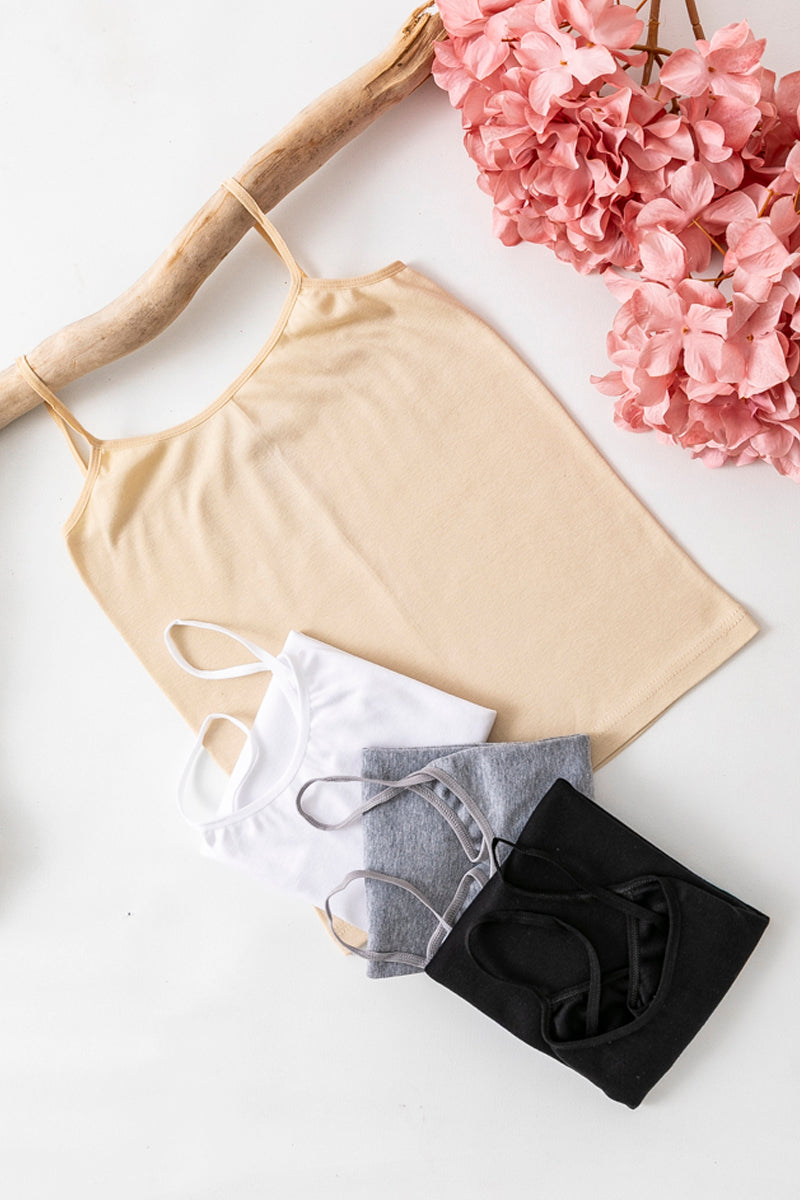 Kadın 4 lü Siyah Beyaz Gri Ten Organik Penye Ribana %100 Pamuk Atlet 1001-24