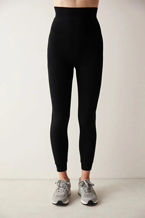 Siyah İçi Peluş Tayt