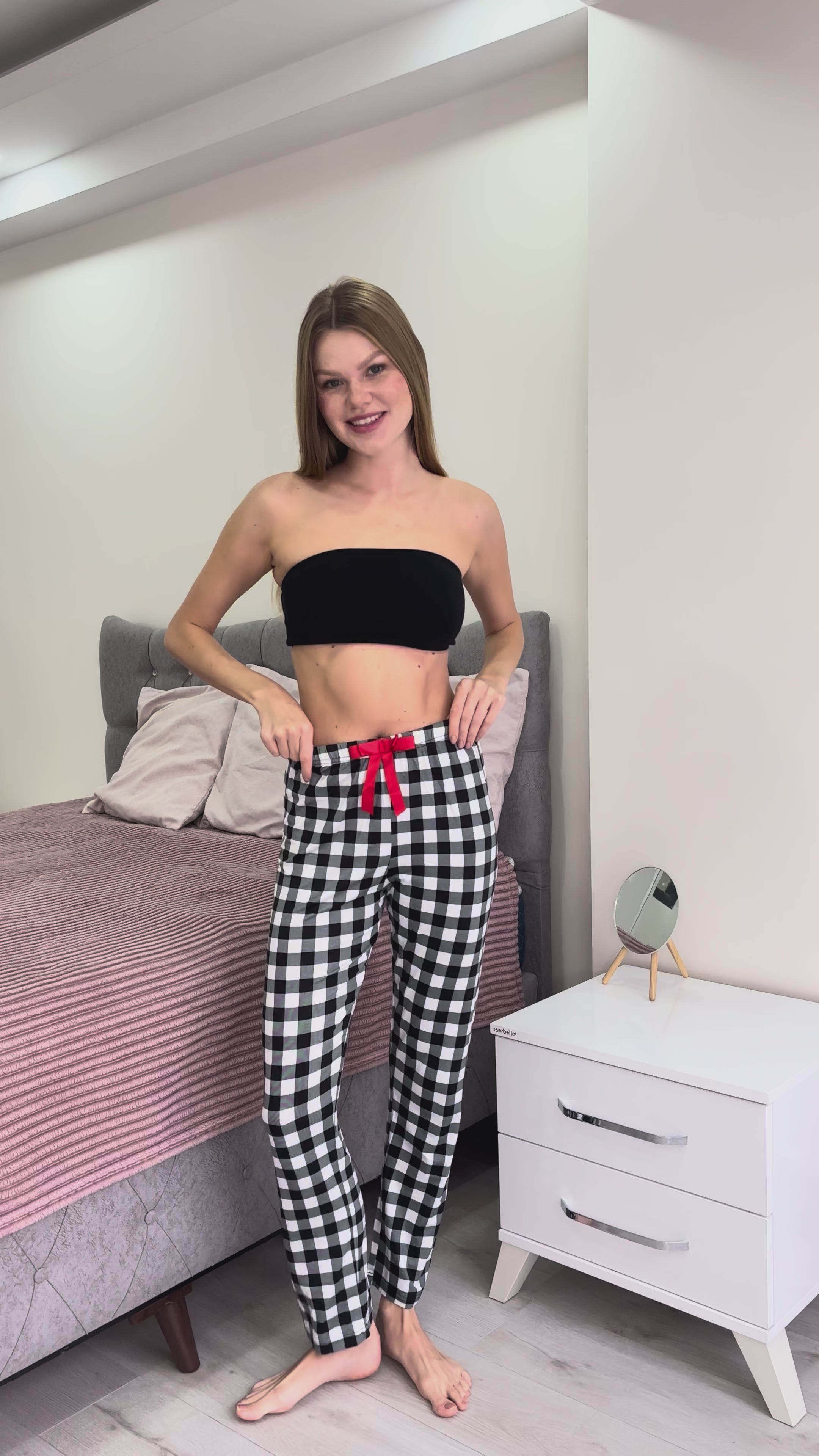 EKOSE DESENLİ BAMBU PİJAMA TAKIMI