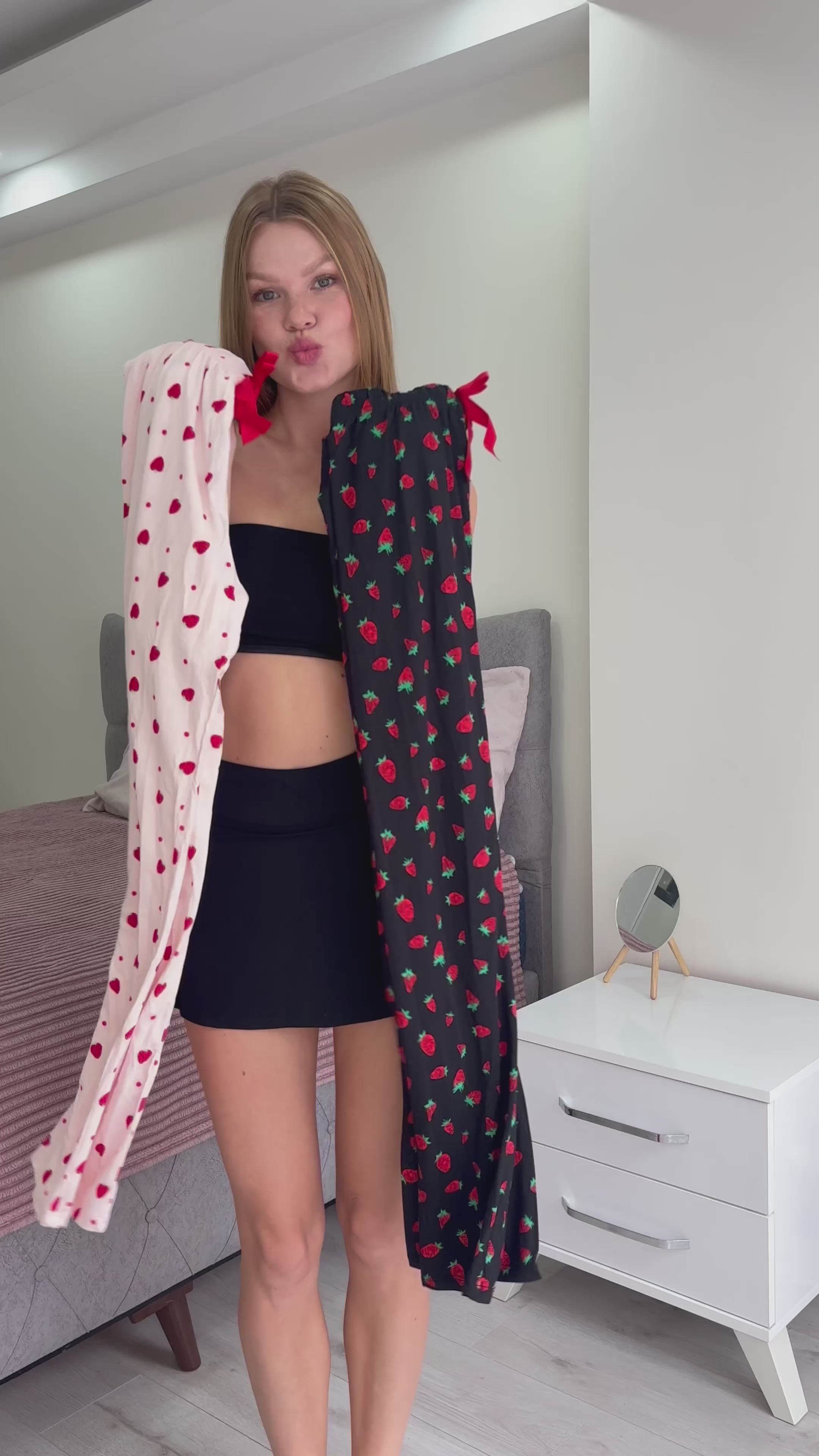 ÇİLEK DESEN BAMBU PİJAMA ALTI